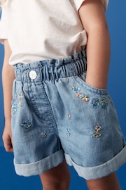 Denim Floral Embroidered Shorts (3mths-7yrs) - Image 4 of 7
