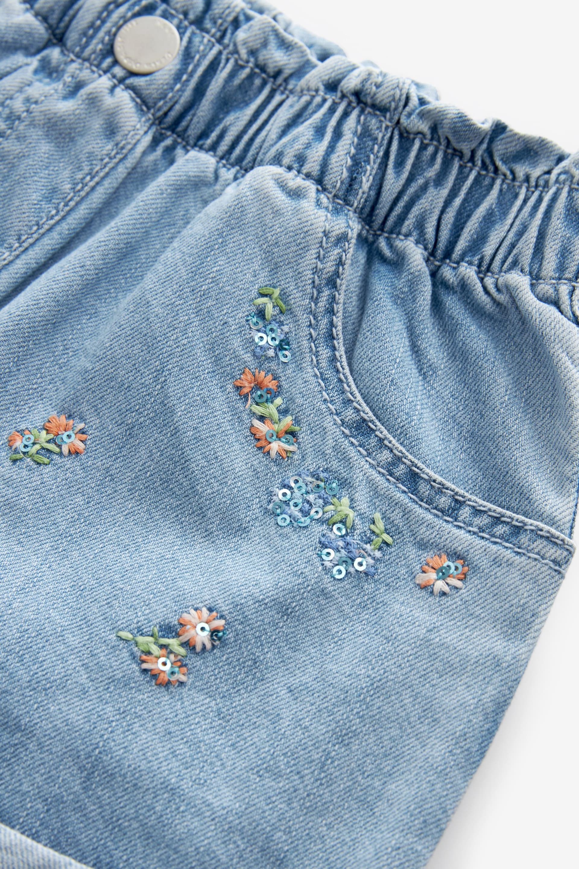 Denim Floral Embroidered Shorts (3mths-7yrs) - Image 7 of 7
