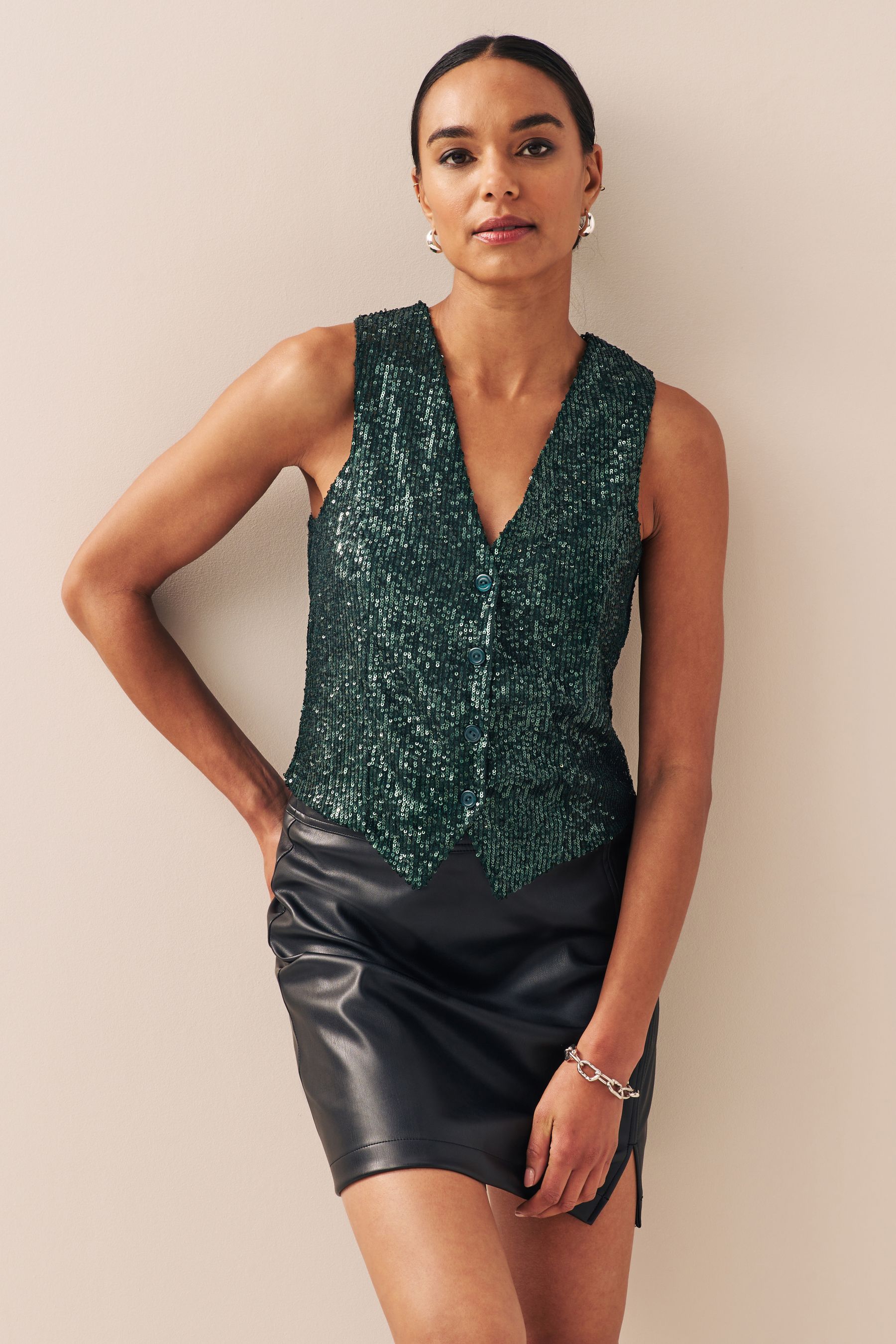 Ladies sequin waistcoat store