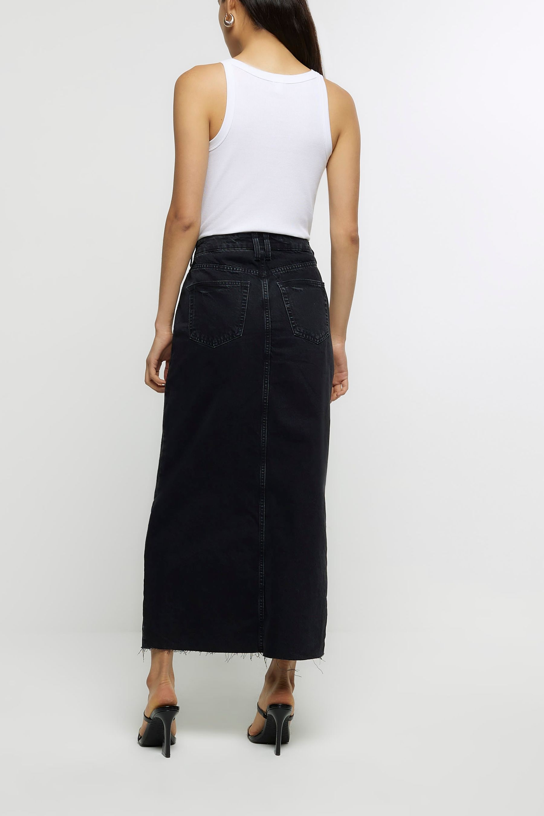 Black denim shop skirt river island