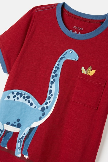 Joules Archie Red Dinosaur Artwork T-Shirt