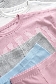 Pink/Blue/Ecru Short Pyjamas 3 Pack (3-16yrs) - Image 9 of 10