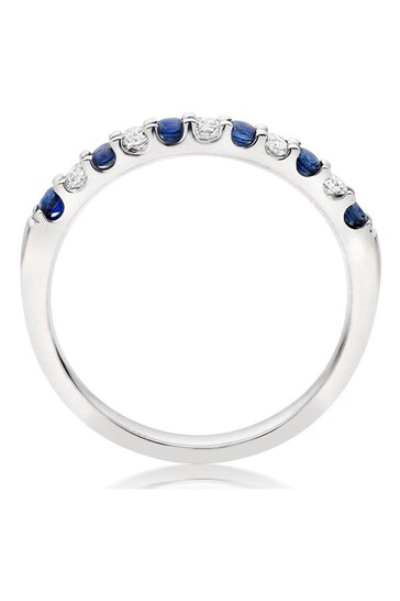 Beaverbrooks White Gold 18ct Diamond And Sapphire Half Eternity Ring