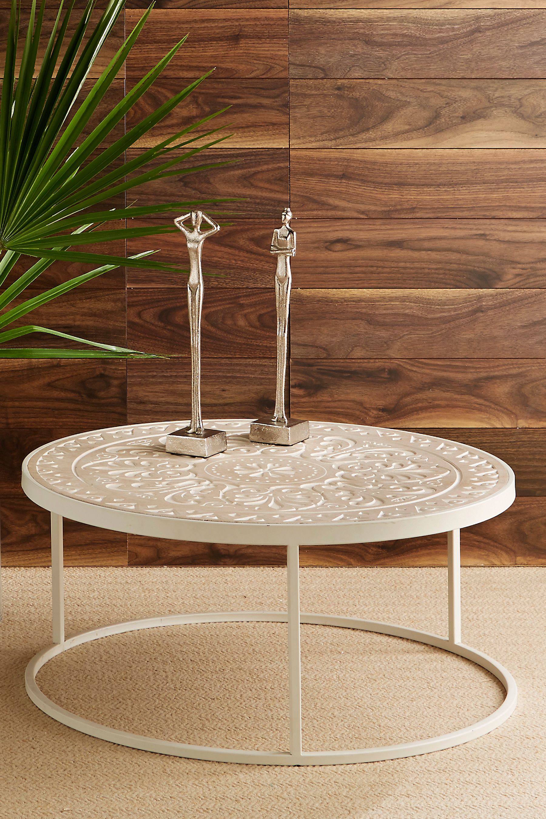 Pacific White Wood Iron Coffee Table