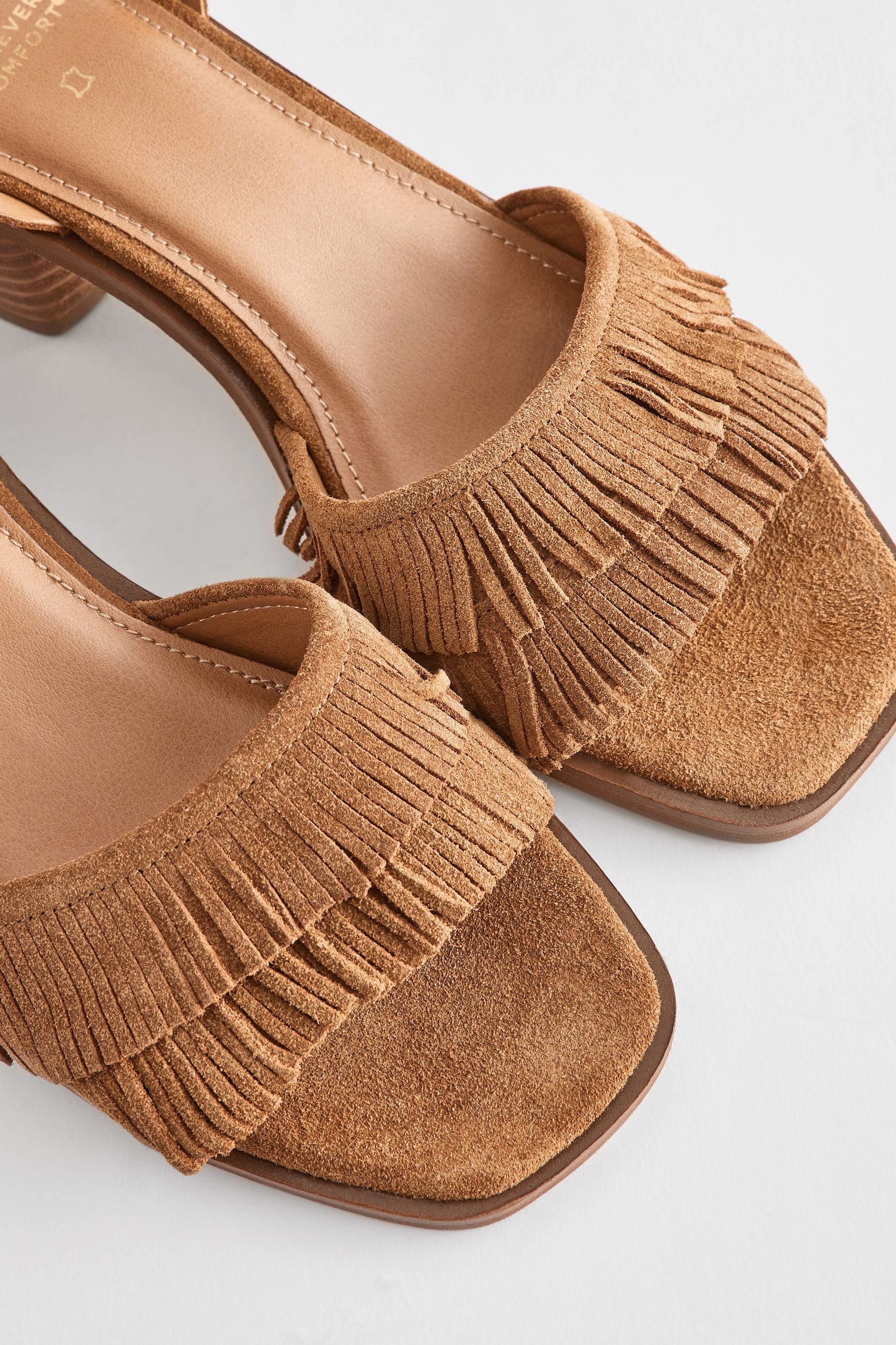Buy Tan Brown Forever Comfort Fringe Heeled Sandals from Next Germany