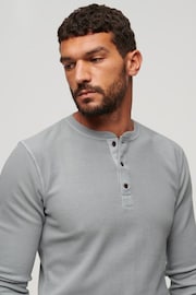 Superdry Light Grey Waffle Long Sleeve Henley Top - Image 3 of 6
