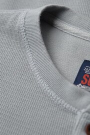 Superdry Light Grey Waffle Long Sleeve Henley Top - Image 5 of 6