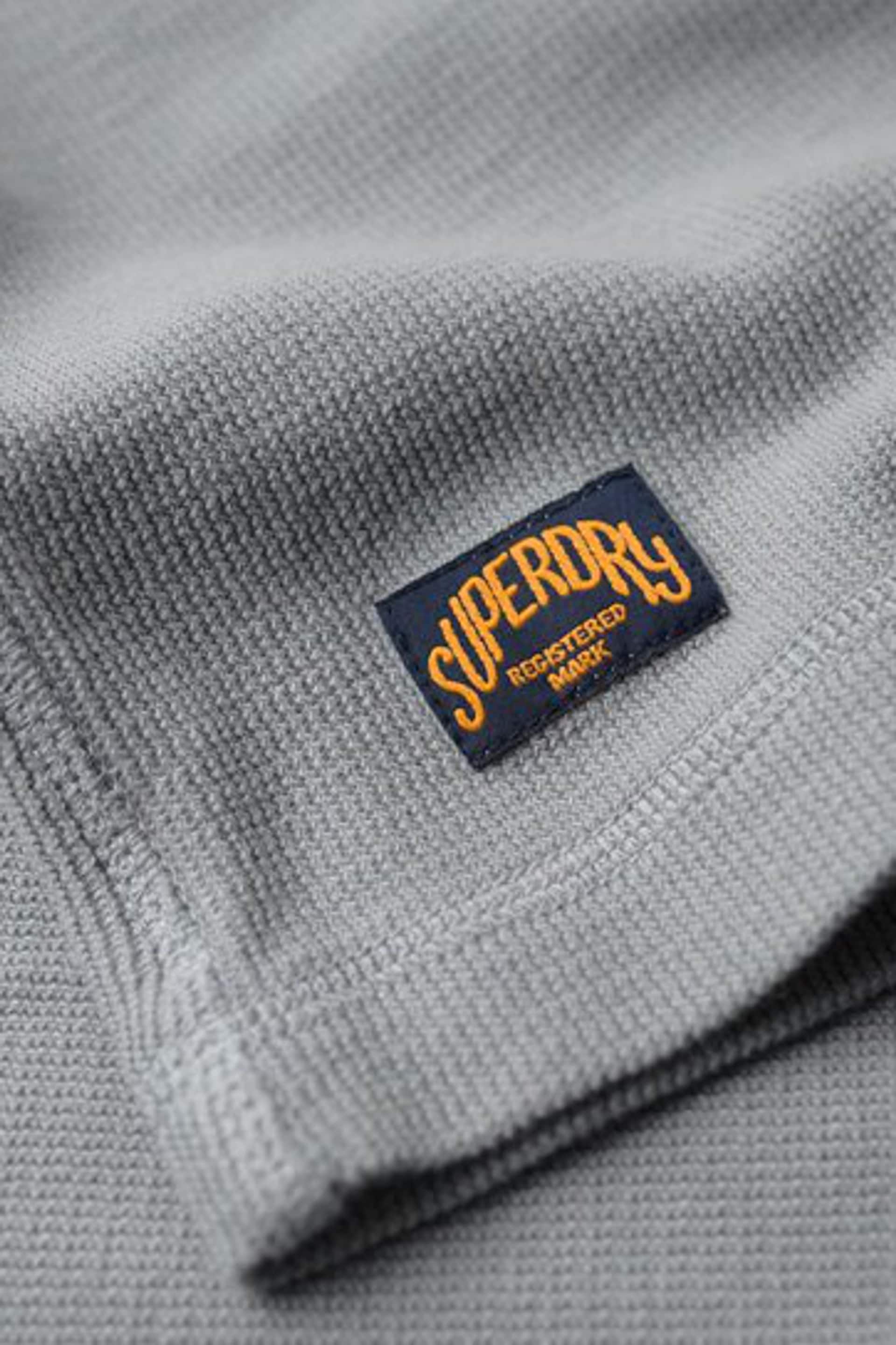 Superdry Light Grey Waffle Long Sleeve Henley Top - Image 6 of 6