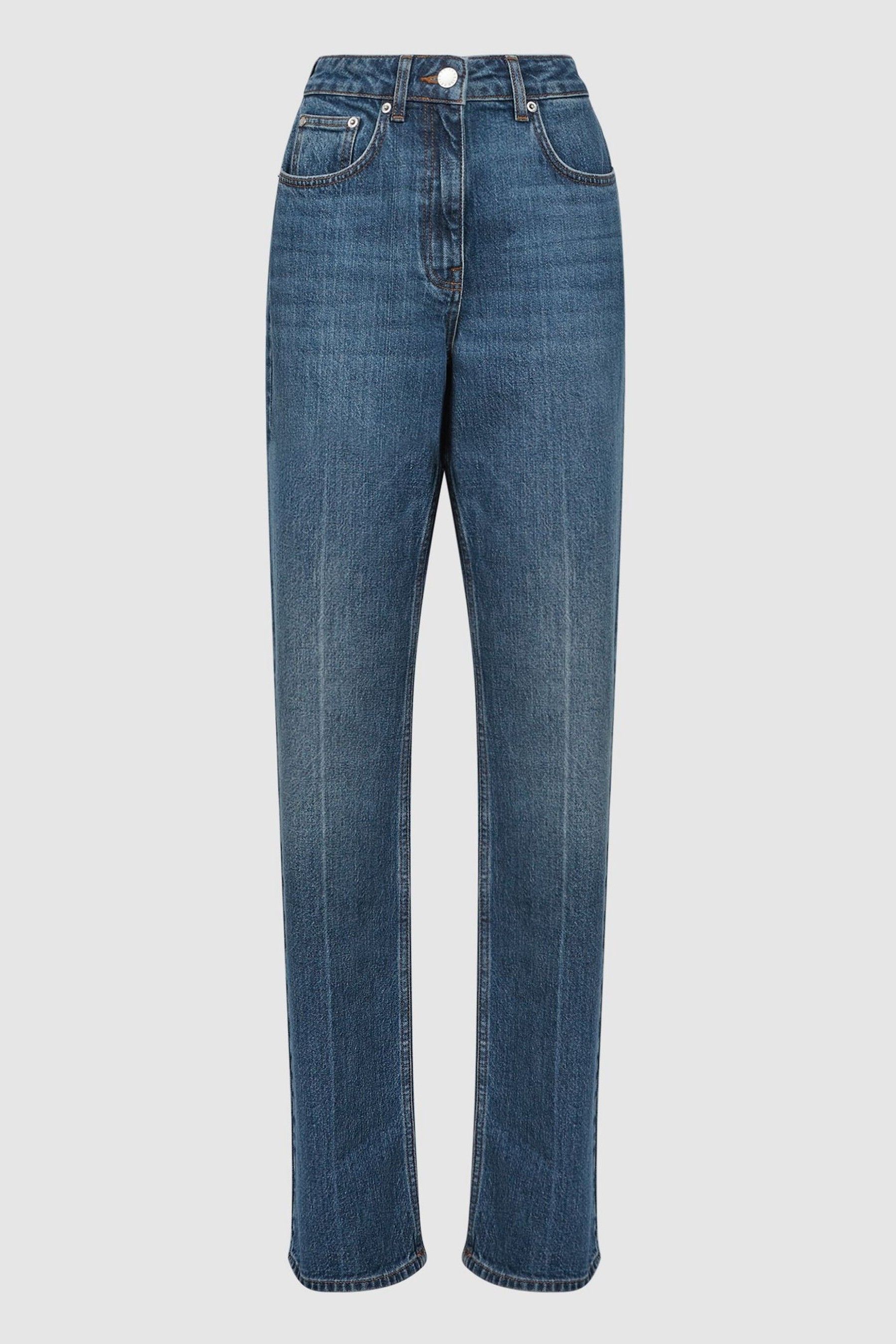 Buy Reiss Mid Blue Hallow Petite High Rise Straight Leg Jeans from Next Luxembourg