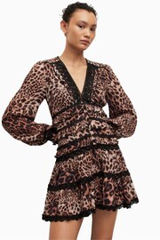 AllSaints Brown Zora Evita Dress - Image 1 of 6