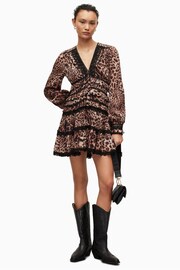 AllSaints Brown Zora Evita Dress - Image 4 of 6