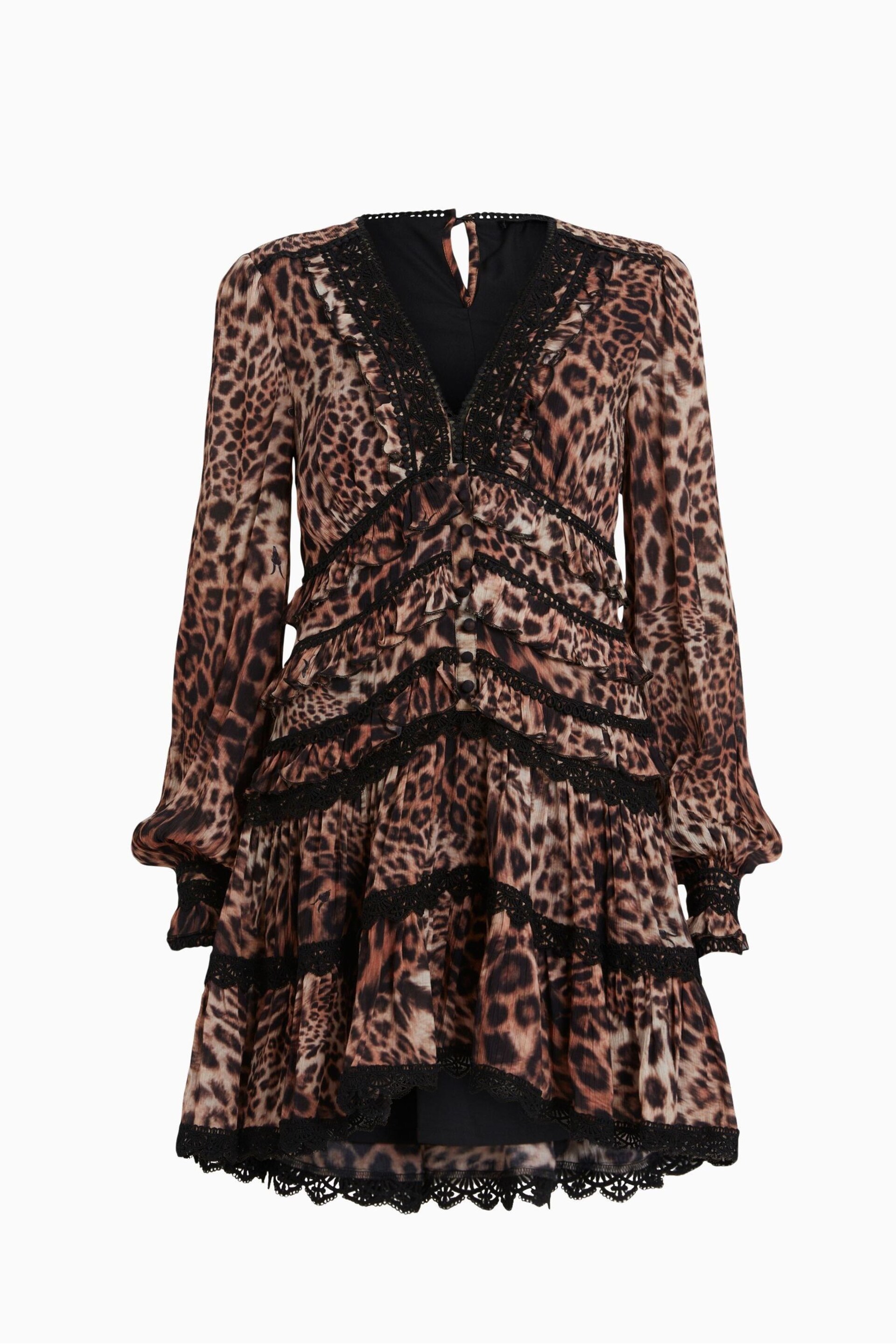 AllSaints Brown Zora Evita Dress - Image 6 of 6