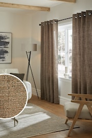 Brown Textured Fleck Eyelet Lined Curtains - Image 1 of 6
