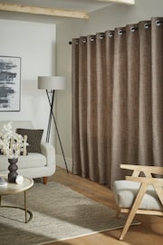 Brown Textured Fleck Eyelet Lined Curtains - Image 2 of 6