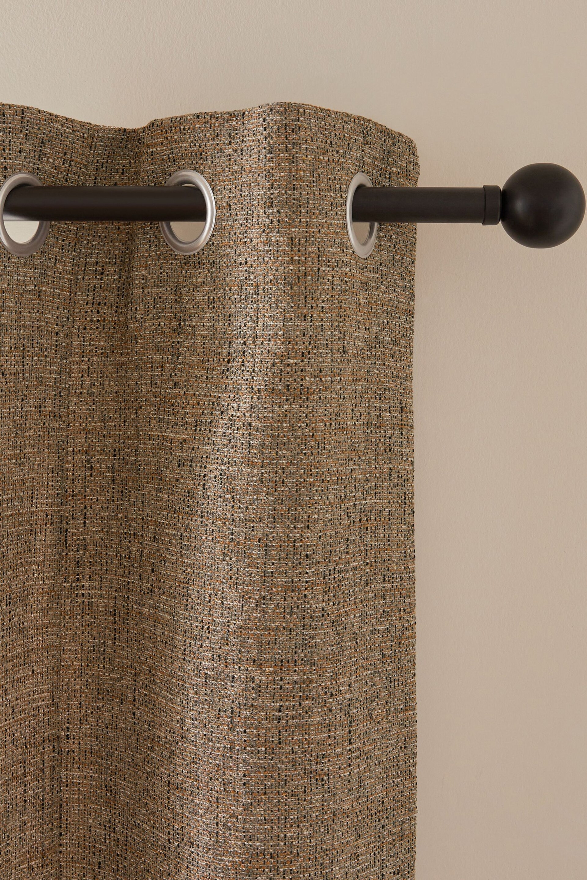 Brown Textured Fleck Eyelet Lined Curtains - Image 5 of 6