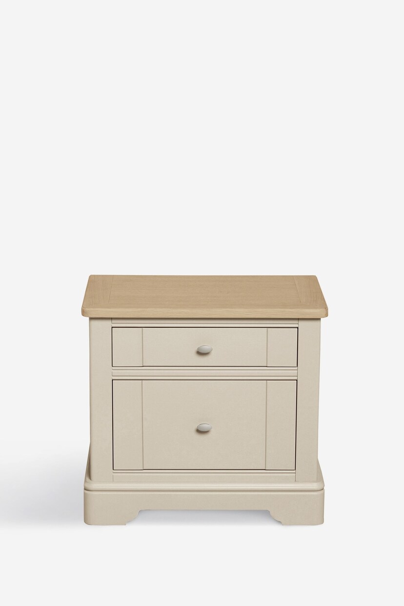 Stone Hampton Country Collection Luxe Painted Oak 2 Drawer Wide Bedside Table - Image 3 of 8