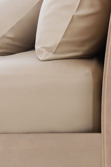 Natural Deep Fitted Collection Luxe 200 Thread Count 100% Egyptian Cotton Percale Sheet