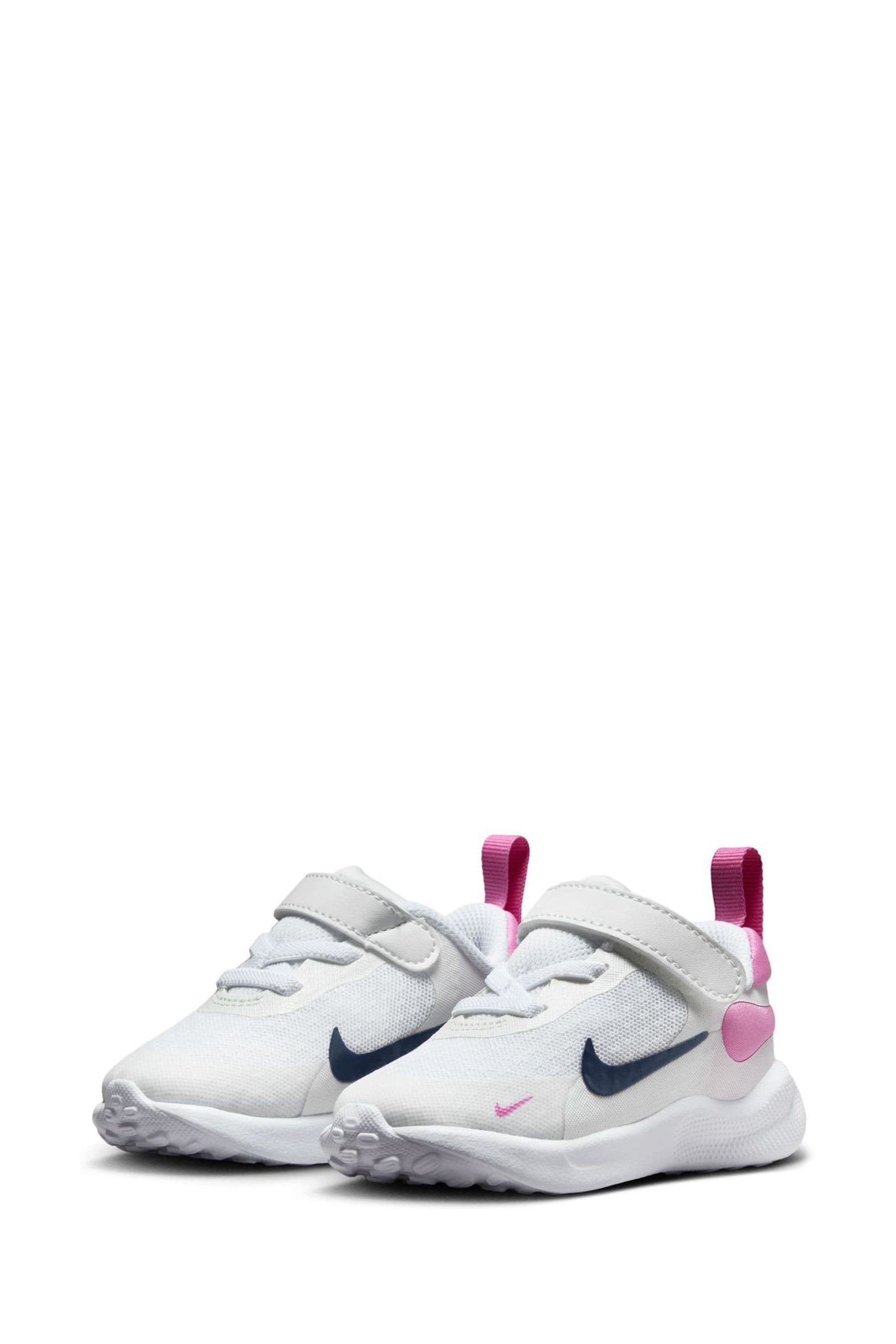 Buy Nike White Pink Infant Revolution 7 Trainers from Next Luxembourg
