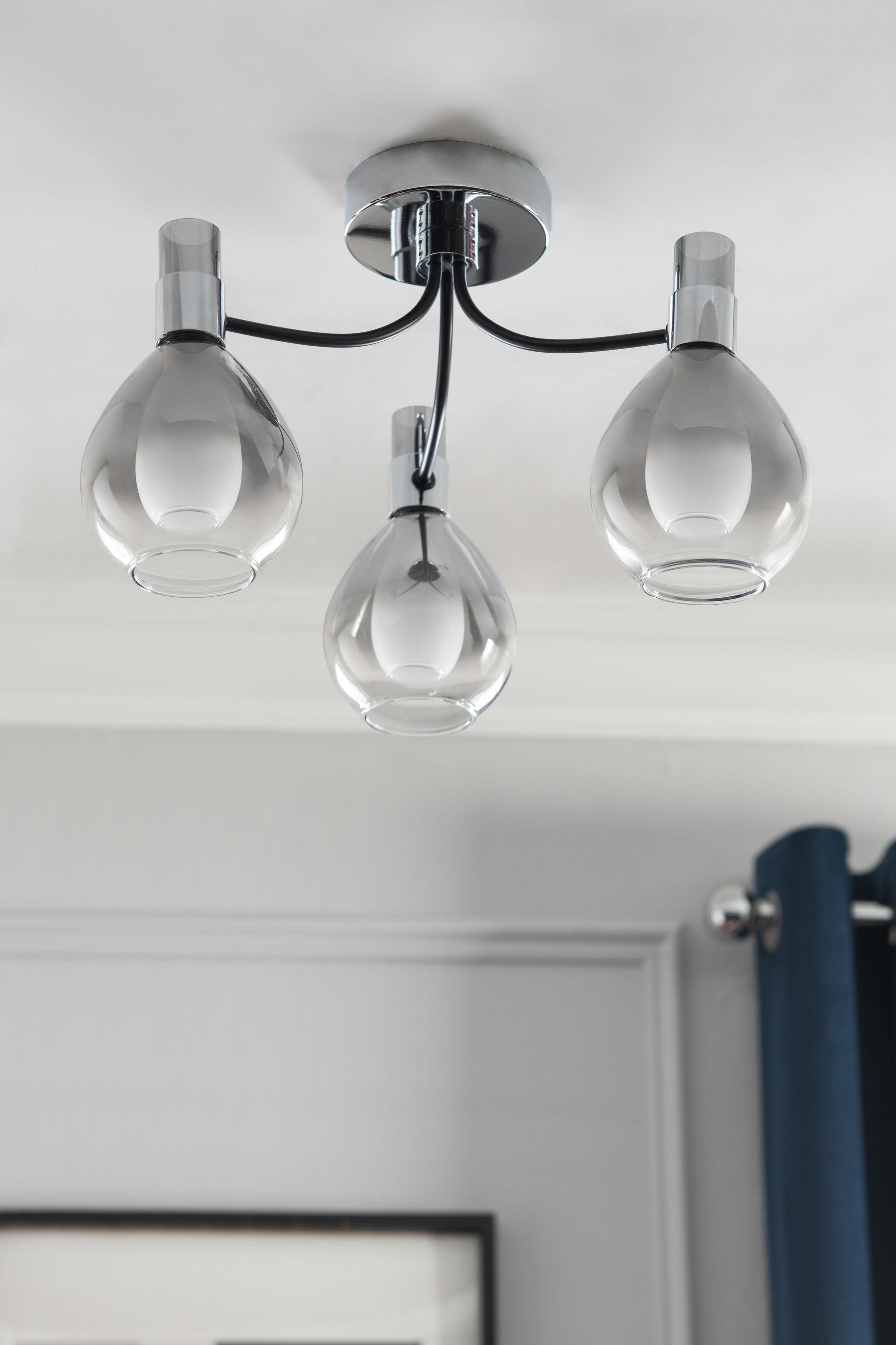 Chrome Carson 3 Light Flush Ceiling Light