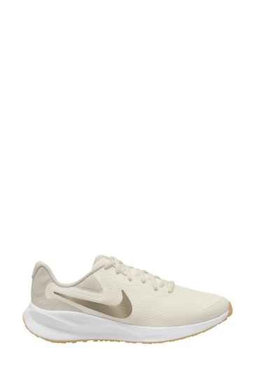 Nike Cream/Gold Revolution 7 Road Running Trainers