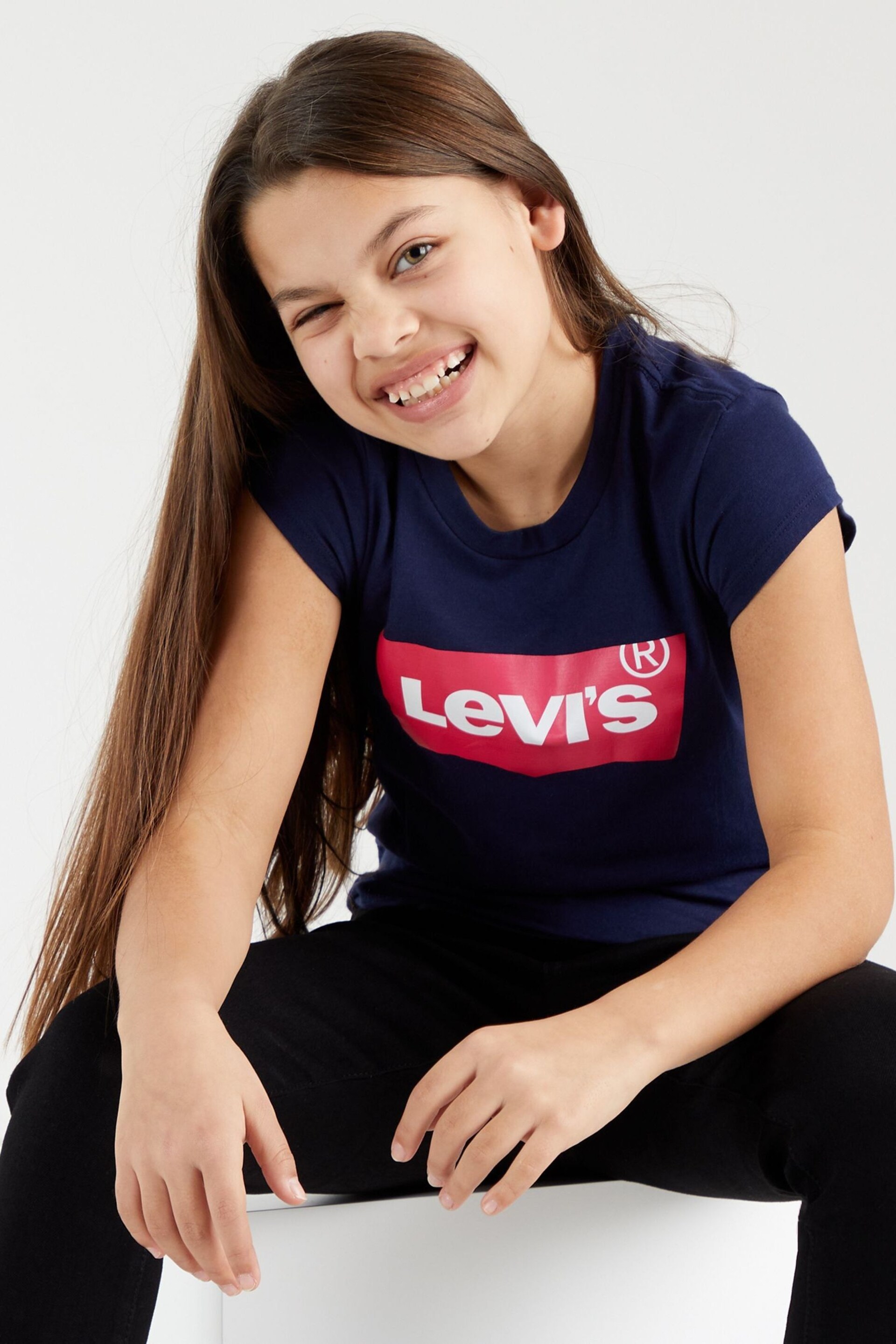 Levi's® Navy Blue Batwing Girls T-Shirt - Image 2 of 4