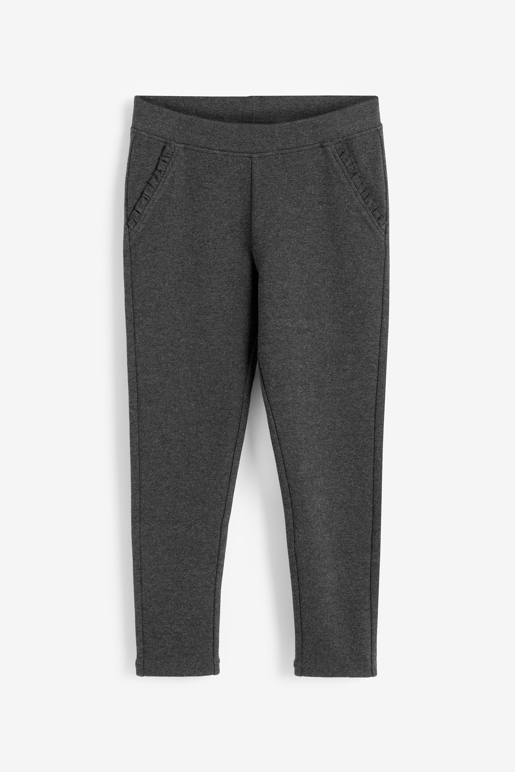 Buy Charcoal Grey Cotton Rich Jersey Stretch Pull On Frill Detail School Trousers 3 16yrs from the Next UK online shop