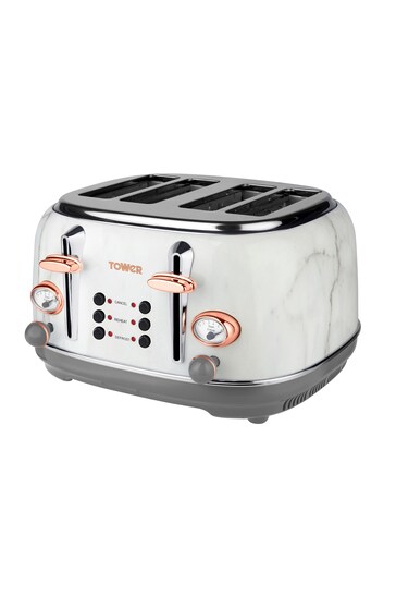 Tower White 4 Slot Marble Toaster