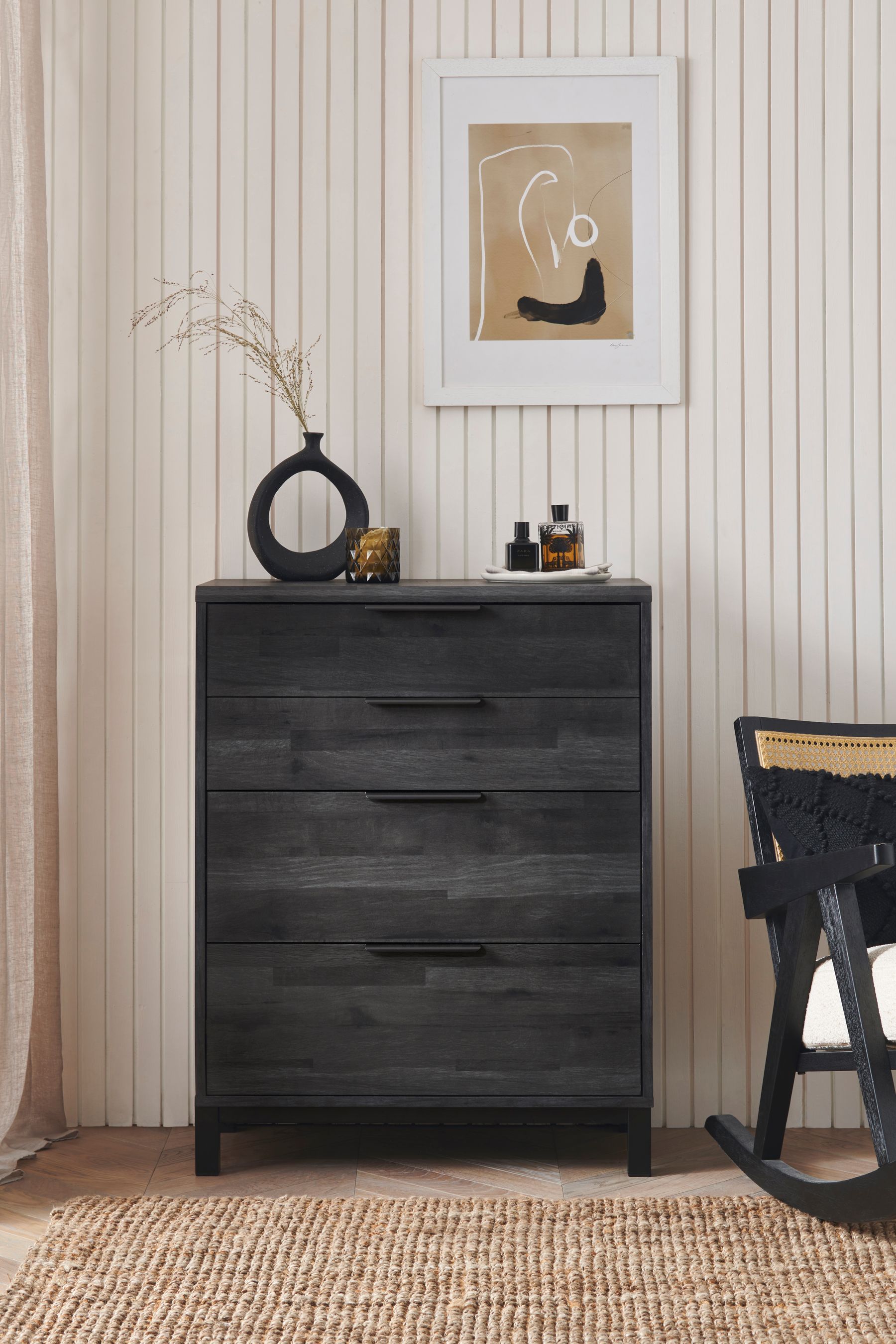 Black Bronx Oak Effect 4 Drawer Chest of Drawers