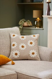 Natural 50 x 50cm Tufted Daisy Cushion - Image 1 of 4