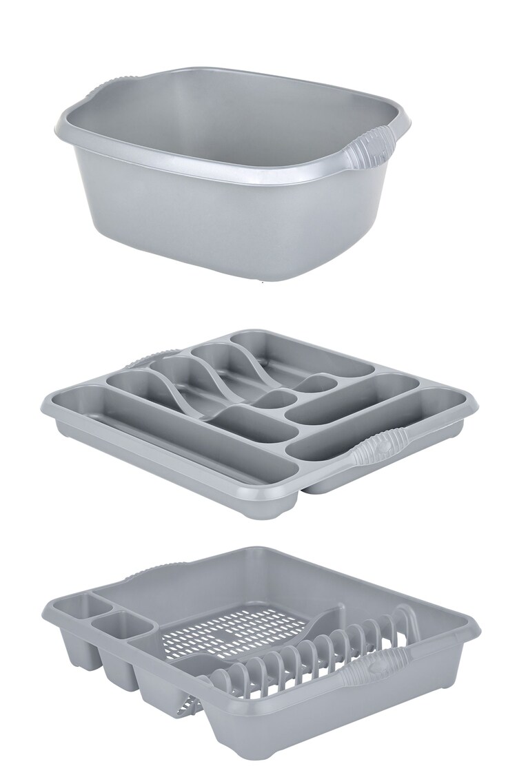 Wham 3 Piece Silver Plastic Kitchen Set - Image 2 of 3