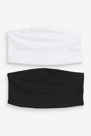 Black/White Cotton Rich Bandeau Boobtube Tops 2 Pack - Image 1 of 10