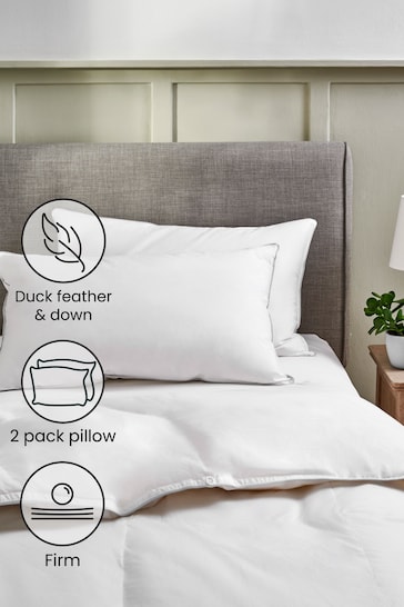 Firm Duck Feather And Down Set Of 2 Soft Pillows