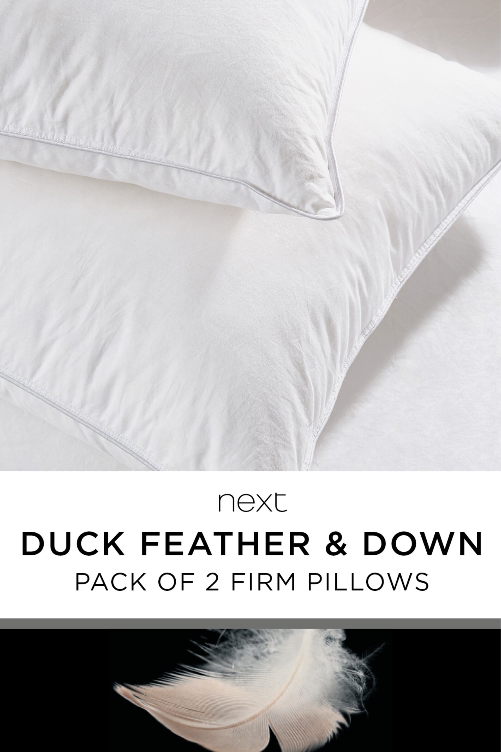 Firm Duck Feather And Down Set Of 2 Soft Pillows - Image 4 of 5