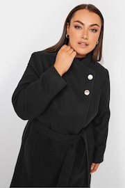 Yours Curve Black Belted Military Coat - Image 5 of 5
