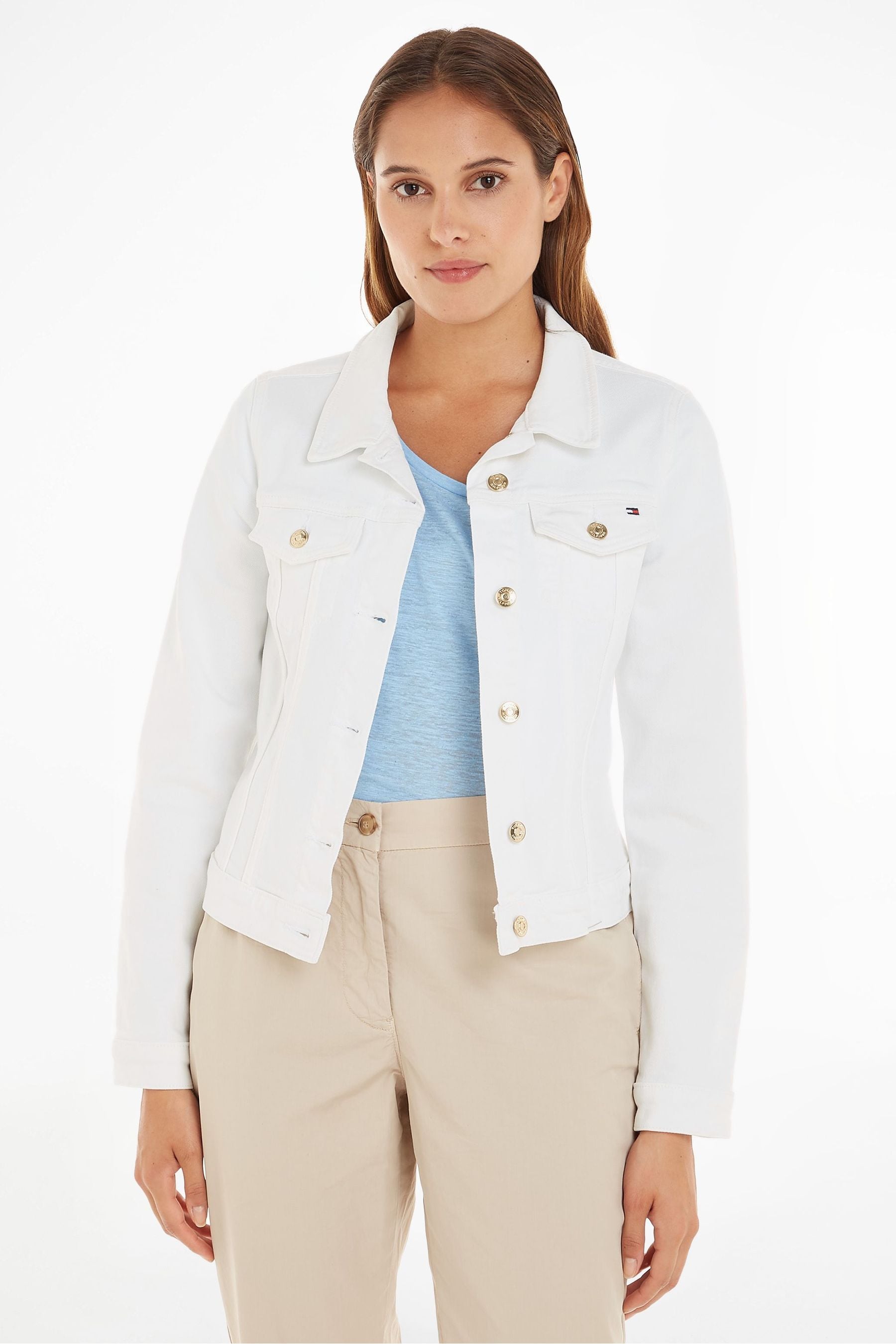 Buy Tommy Hilfiger Slim Denim White Jacket from Next Luxembourg