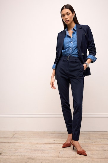 Navy Tailored Skinny Trousers