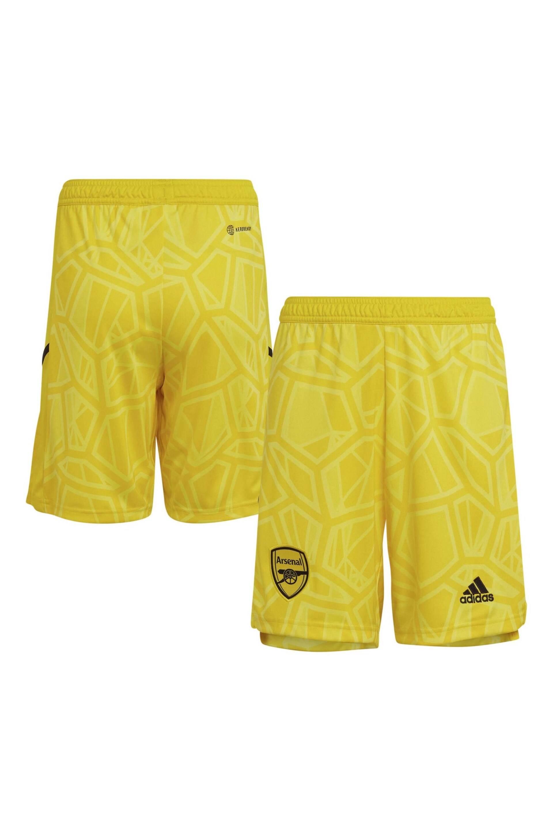 adidas Yellow Arsenal Home Goalkeeper Shorts - Image 1 of 3
