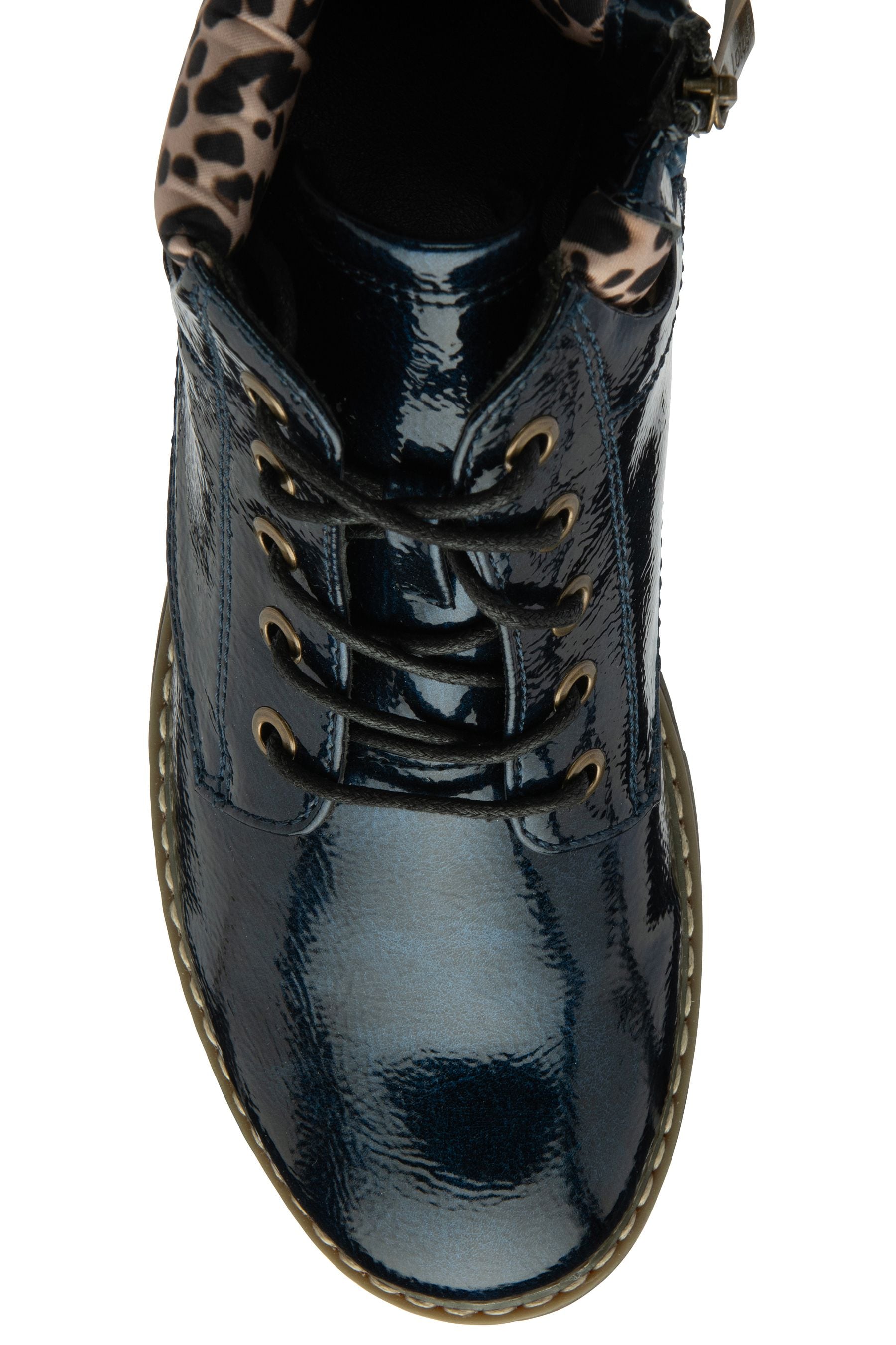 Buy Lotus Navy Blue Patent Lace Up Ankle Boots from Next Luxembourg