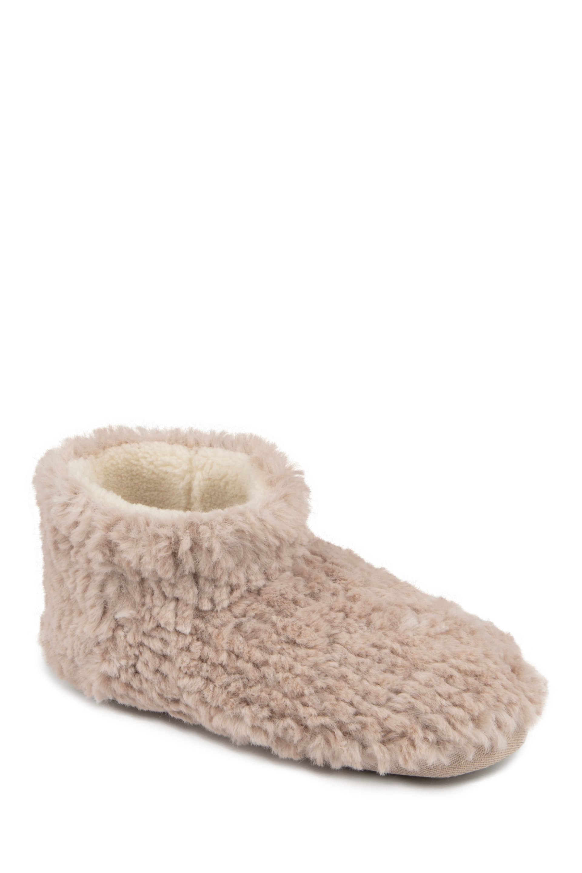 Totes Natural Ladies Faux Fur  Short Boot Slippers - Image 3 of 5