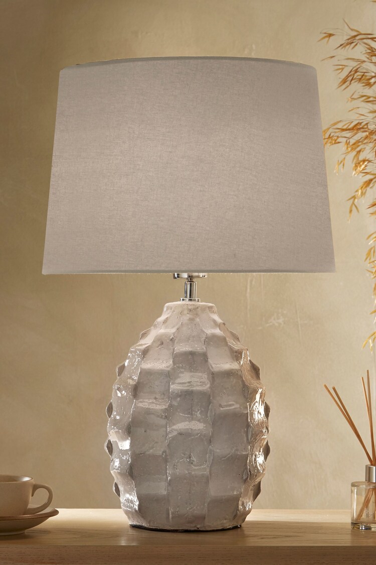 Village At Home Cream Elena Ceramic Textured Table Lamp - Image 1 of 3