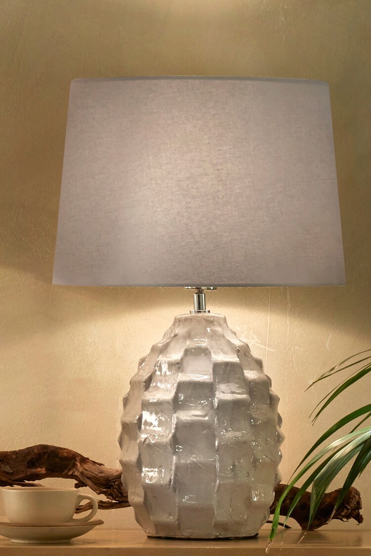 Village At Home Cream Elena Ceramic Textured Table Lamp - Image 2 of 3