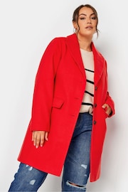 Yours Curve Red Midi City Coat - Image 1 of 4