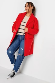 Yours Curve Red Midi City Coat - Image 2 of 4