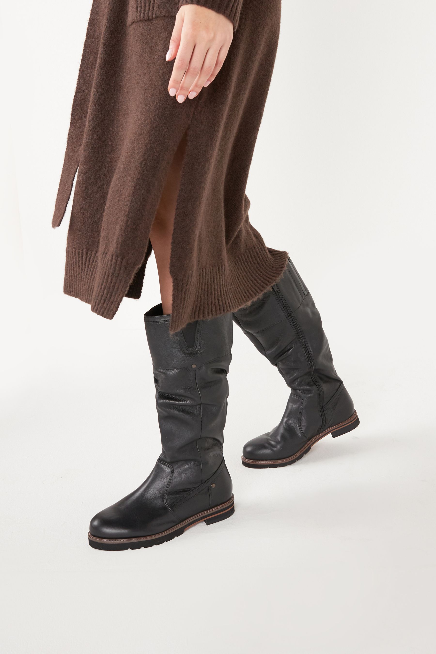 Buy Black Extra Wide Fit Forever Comfort Slouched Knee High Boots from Next Luxembourg