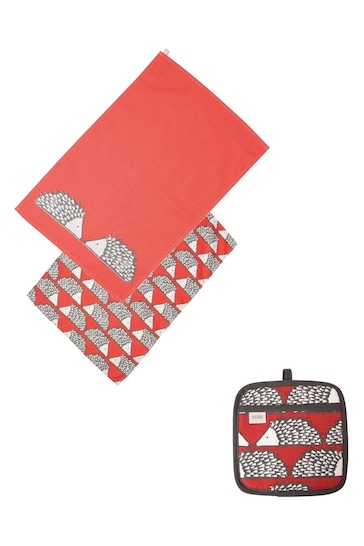 Scion Red Spike Set of 2 Tea Towels & Pot Grab