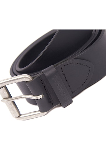 Barbour® Black Matt Leather Belt