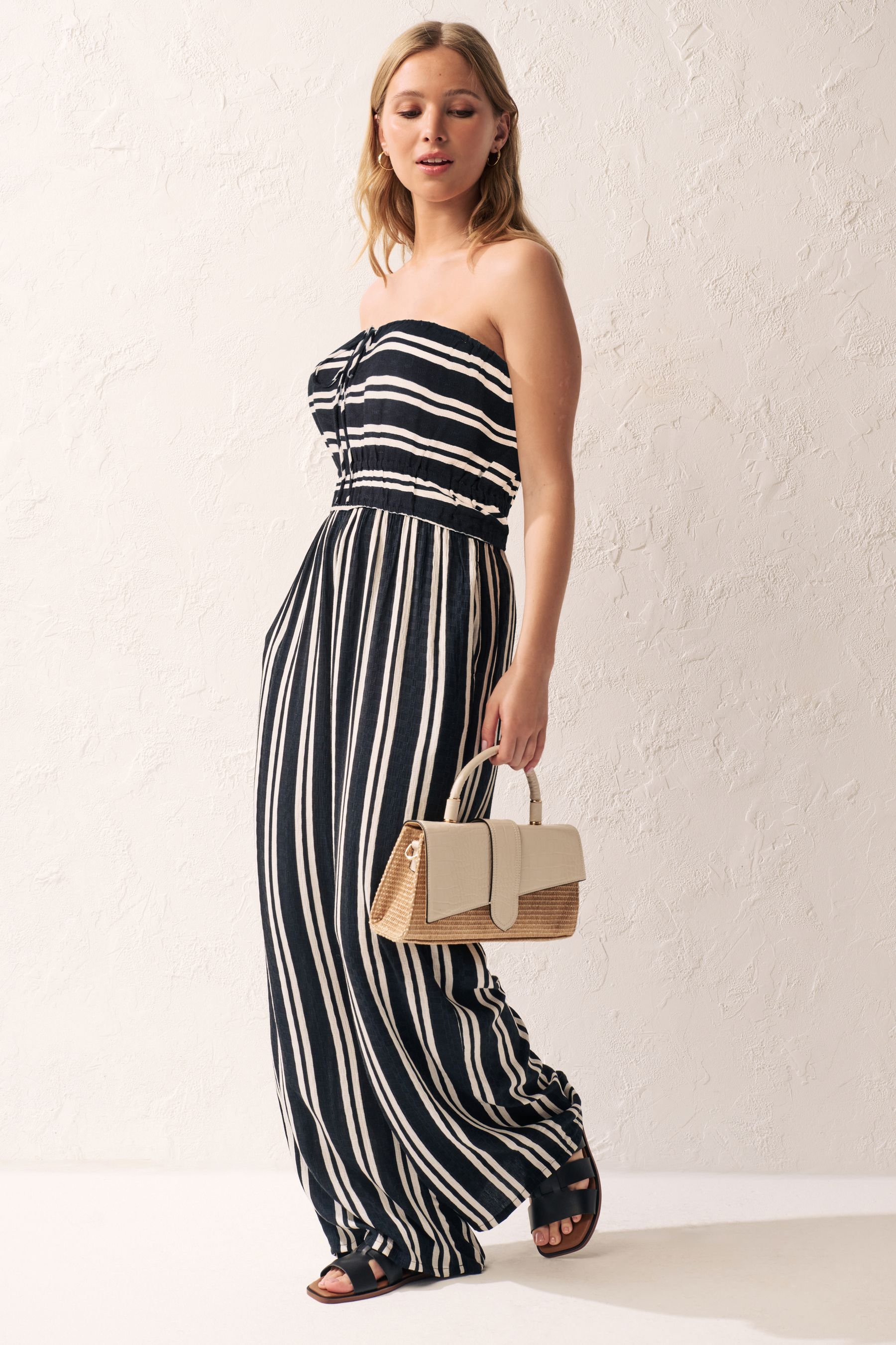Jumpsuit striped sale black and white