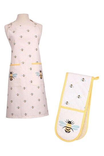 Dexam Cream Bees Knees Cotton Apron & Double Oven Glove Set