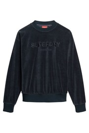 SUPERDRY Blue SUPERDRY Velour Graphic Boxy Crew Sweatshirt - Image 4 of 6