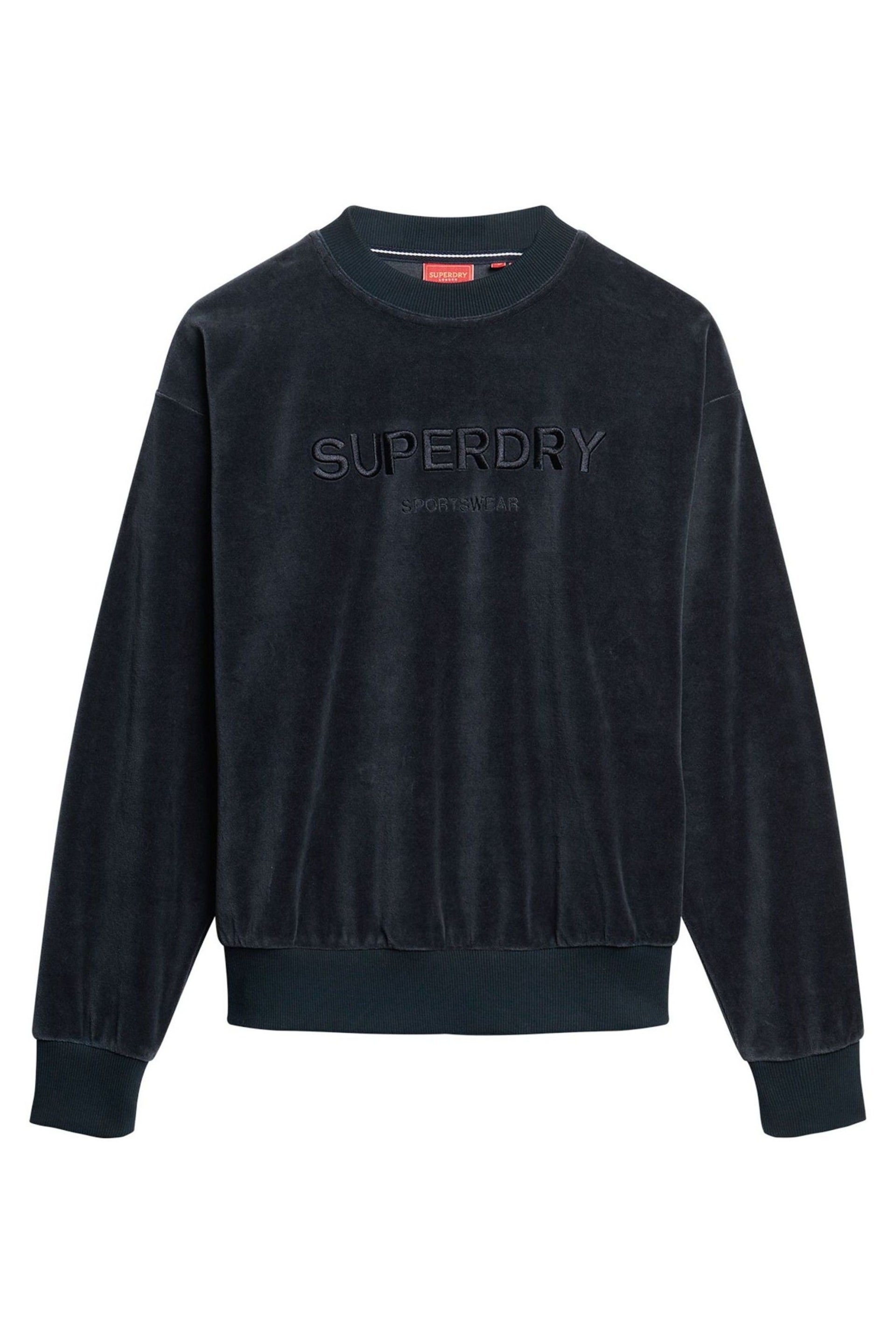SUPERDRY Blue SUPERDRY Velour Graphic Boxy Crew Sweatshirt - Image 4 of 6